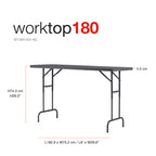 Arbeidsbord 180, justerbar høyde, bredde 75 cm