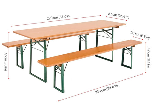 Bord- og benkesett, 1 bord/2 benker - 8 personer